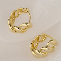 Fashion Geometric Copper Gold Plated Hoop Earrings 1 Pair main image 3