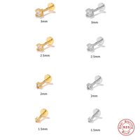 Fashion Solid Color Sterling Silver Plating Inlay Zircon Ear Studs 1 Piece main image 1