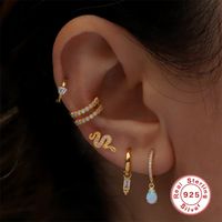 Fashion Solid Color Sterling Silver Plating Inlay Zircon Ear Studs 1 Piece main image 4