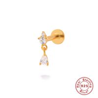Fashion Solid Color Sterling Silver Plating Inlay Zircon Ear Studs 1 Piece sku image 6