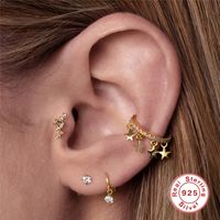 Fashion Solid Color Sterling Silver Plating Inlay Zircon Ear Studs 1 Piece main image 3