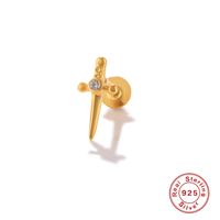 Fashion Solid Color Sterling Silver Plating Inlay Zircon Ear Studs 1 Piece sku image 5