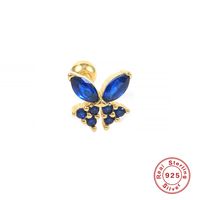Fashion Geometric Butterfly S925 Sterling Silver Inlay Zircon Ear Studs 1 Piece sku image 4