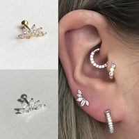 1 Piece Fashion Geometric Inlay Silver Zircon Ear Studs main image 4