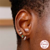 Mode Géométrique Argent Sterling Zircon Boucles D'oreilles 1 Pièce main image 5