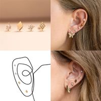 Fashion Moon Heart Shape Sterling Silver Zircon Ear Studs 1 Set main image 4