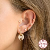 Fashion Moon Heart Shape Sterling Silver Zircon Ear Studs 1 Set main image 5