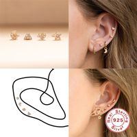 Fashion Moon Heart Shape Sterling Silver Zircon Ear Studs 1 Set main image 2