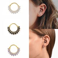 Fashion Solid Color Sterling Silver Plating Inlay Zircon Ear Studs 1 Piece main image 2