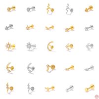 Fashion Solid Color Sterling Silver Plating Inlay Zircon Ear Studs 1 Piece main image 1