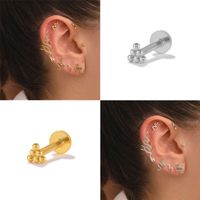 Fashion Solid Color Sterling Silver Plating Inlay Zircon Ear Studs 1 Piece main image 4