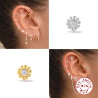 Fashion Solid Color Sterling Silver Plating Inlay Zircon Ear Studs 1 Piece main image 2