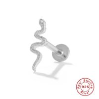 1 Piece Simple Style Snake Sterling Silver Plating Ear Studs sku image 2