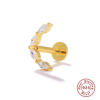 Fashion Solid Color Sterling Silver Plating Inlay Zircon Ear Studs 1 Piece sku image 32