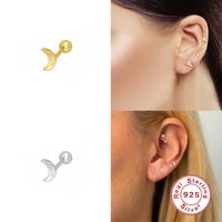 Fashion Star Moon Sterling Silver Zircon Ear Studs 1 Piece main image 2