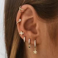 Simple Style Star Moon Sterling Silver Ear Studs 1 Piece main image 5