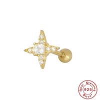 Simple Style Star Moon Sterling Silver Ear Studs 1 Piece sku image 3