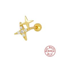 Simple Style Star Moon Sterling Silver Ear Studs 1 Piece sku image 7