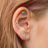 Fashion Water Droplets S925 Sterling Silver Inlay Zircon Ear Studs 1 Piece main image 4
