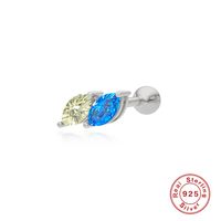 Fashion Water Droplets S925 Sterling Silver Inlay Zircon Ear Studs 1 Piece sku image 3