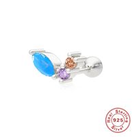 Fashion Water Droplets S925 Sterling Silver Inlay Zircon Ear Studs 1 Piece sku image 2