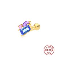 Fashion Water Droplets S925 Sterling Silver Inlay Zircon Ear Studs 1 Piece sku image 7