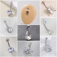 Nordic Style Water Droplets Spider Stainless Steel Inlay Zircon Belly Ring 1 Piece main image 1