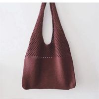 Women's Vintage Style Stripe Solid Color Knit Shopping Bags sku image 13