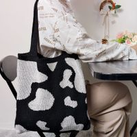 Women's Vintage Style Color Block Knit Shopping Bags main image 3
