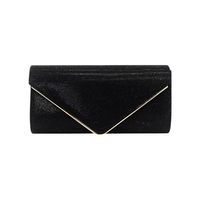 Black Gold Pu Leather Polyester Stripe Frosted Square Clutch Evening Bag sku image 1