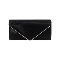 Black Gold Pu Leather Polyester Stripe Frosted Square Clutch Evening Bag main image 2