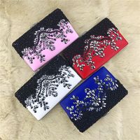 White Red Blue Pu Leather Flower Rhinestone Square Evening Bags main image 1