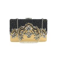 White Red Blue Pu Leather Flower Rhinestone Square Evening Bags sku image 1