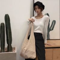 Women's Basic Solid Color Knit Shopping Bags main image 3