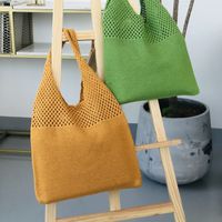 Women's Basic Solid Color Knit Shopping Bags main image 6