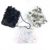 White Silk Solid Color Sequins Square Clutch Evening Bag main image 4
