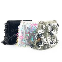 White Silk Solid Color Sequins Square Clutch Evening Bag main image 3