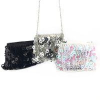 White Silk Solid Color Sequins Square Clutch Evening Bag main image 2