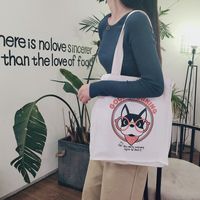 Women's Cute Animal Letter Canvas Shopping Bags main image 4