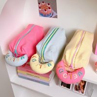 Cute Solid Color Plush Large Capacity Pencil Bag Girl Stationery main image 4