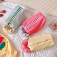 Cute Solid Color Plush Large Capacity Pencil Bag Girl Stationery main image 1