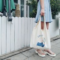 Women's Cute Cartoon Letter Canvas Shopping Bags main image 4