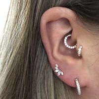 1 Piece Fashion Geometric Inlay Silver Zircon Ear Studs main image 2