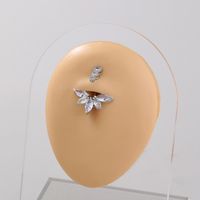 Nordic Style Water Droplets Spider Stainless Steel Inlay Zircon Belly Ring 1 Piece main image 8