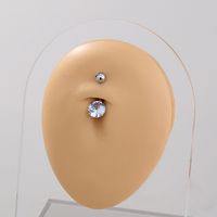 Nordic Style Water Droplets Spider Stainless Steel Inlay Zircon Belly Ring 1 Piece main image 7