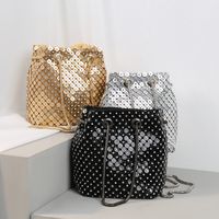 Black Gold Silver Rhinestone Polyester Solid Color Rhinestone Cylindrical Clutch Evening Bag main image 1