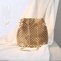 Black Gold Silver Rhinestone Polyester Solid Color Rhinestone Cylindrical Clutch Evening Bag main image 3