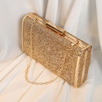 Black Pink Gold Pu Leather Solid Color Square Clutch Evening Bag main image 3