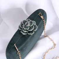 Red Green Dark Blue Metal Solid Color Flower Rhinestone Square Clutch Evening Bag main image 4
