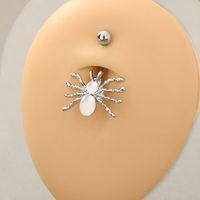 Nordic Style Water Droplets Spider Stainless Steel Inlay Zircon Belly Ring 1 Piece main image 4